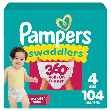 104 Size 4 Pampers Swaddlers 360° Diapers 1