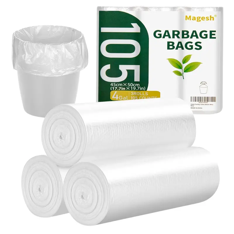105-Count Magesh 4-Gallon Strong Trash Bag (Clear) 1