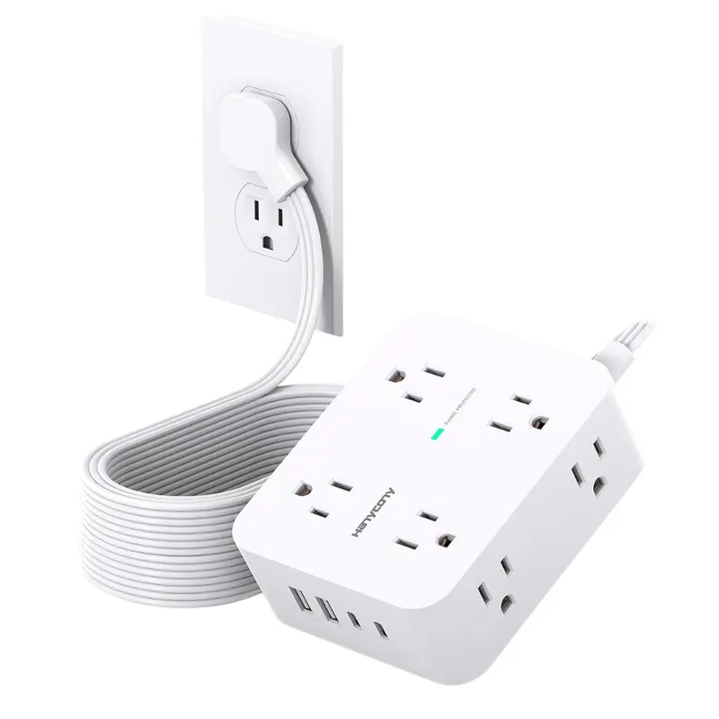 1080J Long Cord Surge Protector Power Strip With 8 Ac Outlets 1