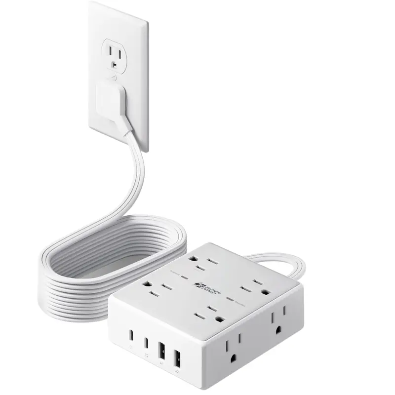 10Ft Extension Cord Power Strip With 4 Usb Ports & 8 Outlets 1