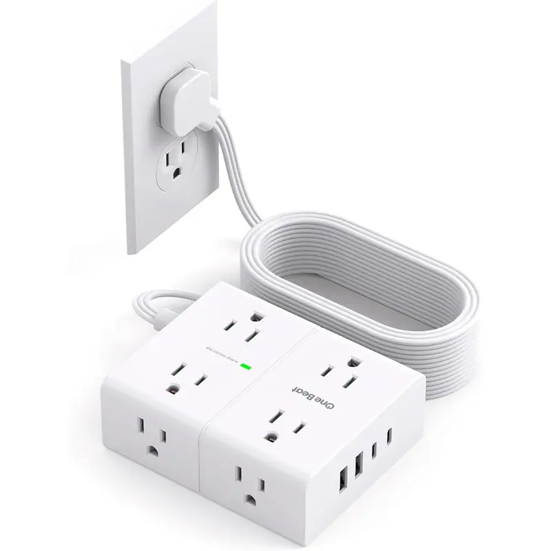 10Ft Surge Protector Power Strip With Usb-C Desk Charging Station 1