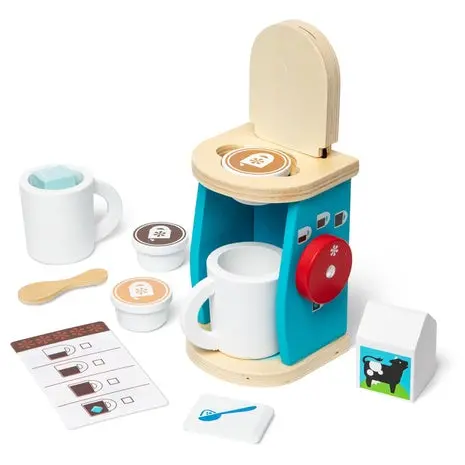 11-Piece Melissa & Doug Brew And Serve Wooden Coffee Maker Set 1