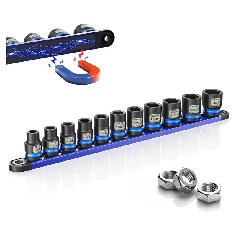 11-Piece Seesii 1/2 Drive Cr-Mo Shallow Impact Socket Set 1