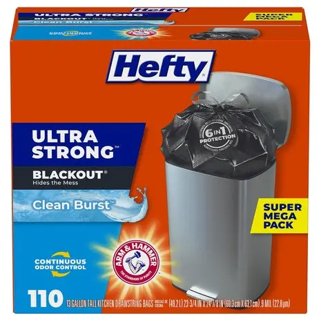 110 13-Gallon Hefty Ultra Strong Trash Bags 1