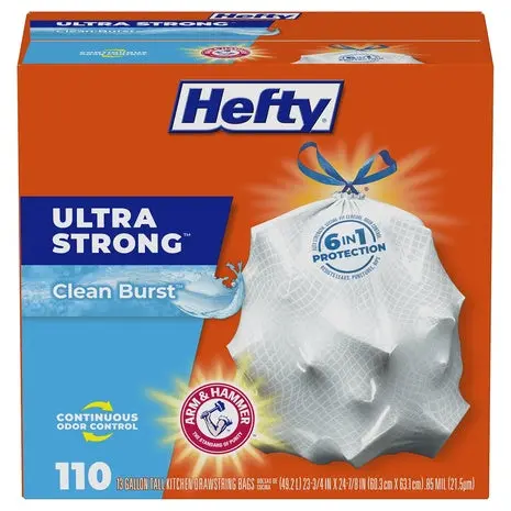110 13-Gallon Hefty Ultra Strong Trash Bags 1