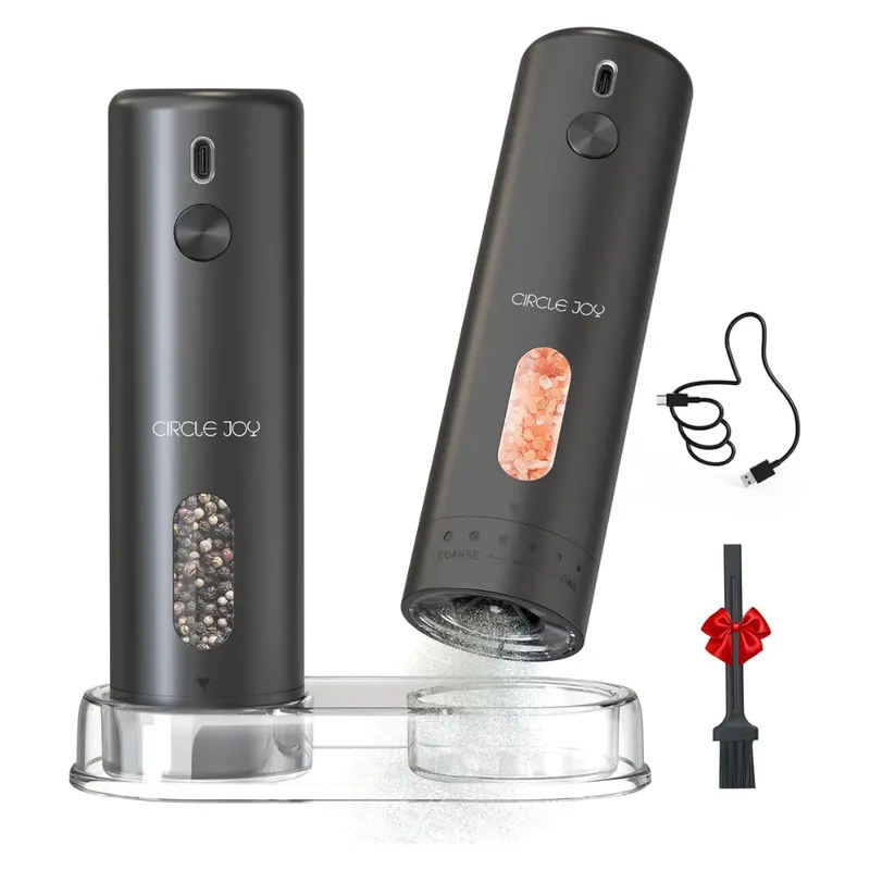 110Ml Circle Joy Rechargeable Electric Salt & Pepper Grinder Set W/ Base 1