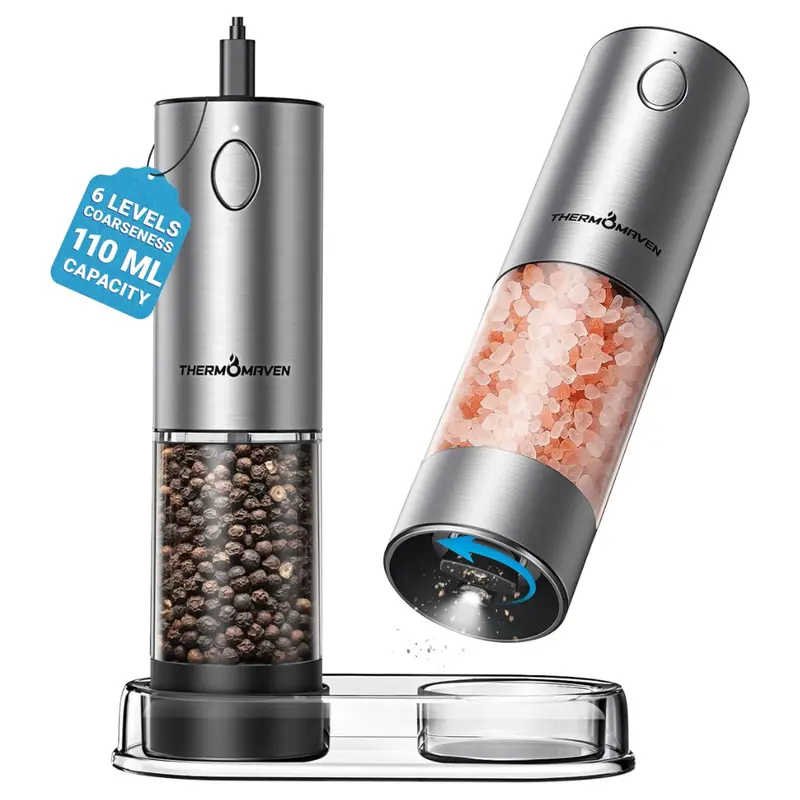 110Ml Thermomaven Electric Salt & Pepper Grinder Set W/ Led & Charging 1