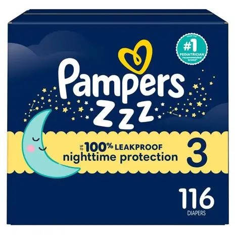 116 Size 3 Pampers Zzz Overnight Diapers 1