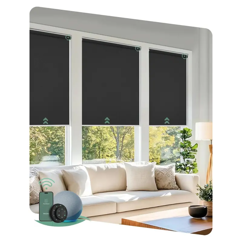 117"L X 105"W Motorized Blackout Smart Blinds With Remote 1