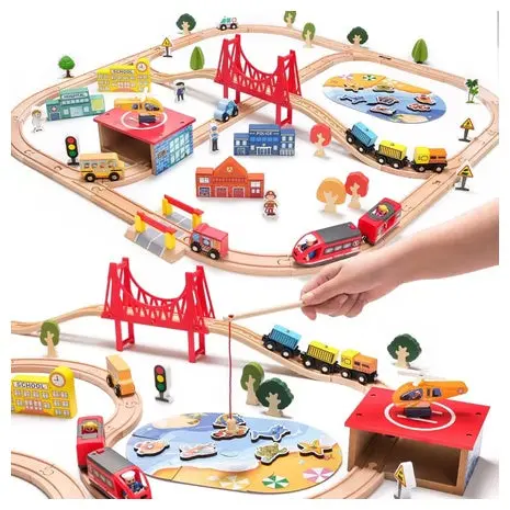 118-Piece Wooden Train Set With Electric Train 1