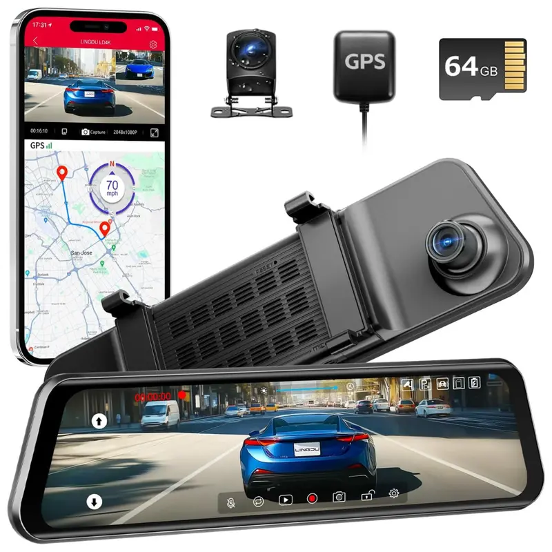 12" 4K Uhd Front And 2.5K Rear View Dash Camera 1