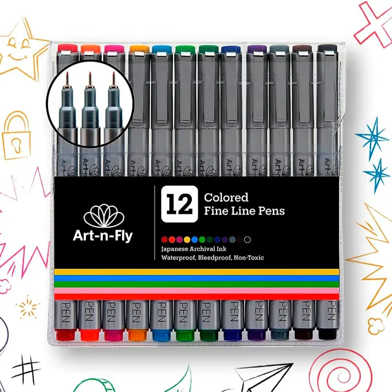 12-Count Art-N-Fly 0.3Mm Fine Point Tip Micron Pen 1