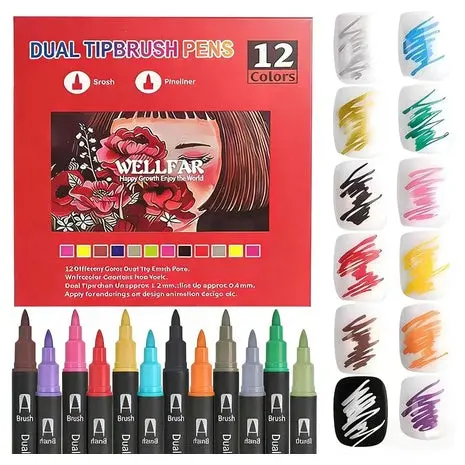 12 Dual Tip Gel Acrylic Paint Markers 1
