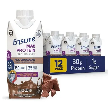 12 Ensure Max Milk Chocolate Protein Shakes (Ou-D) 1