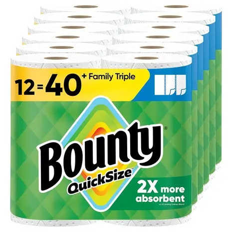 12 Family Triple Rolls (=40 Reg) Bounty Paper Towels 1