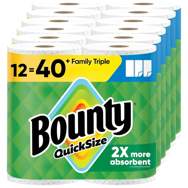 12 Family Triple Rolls Of Bounty Quick-Size Paper Towels 1