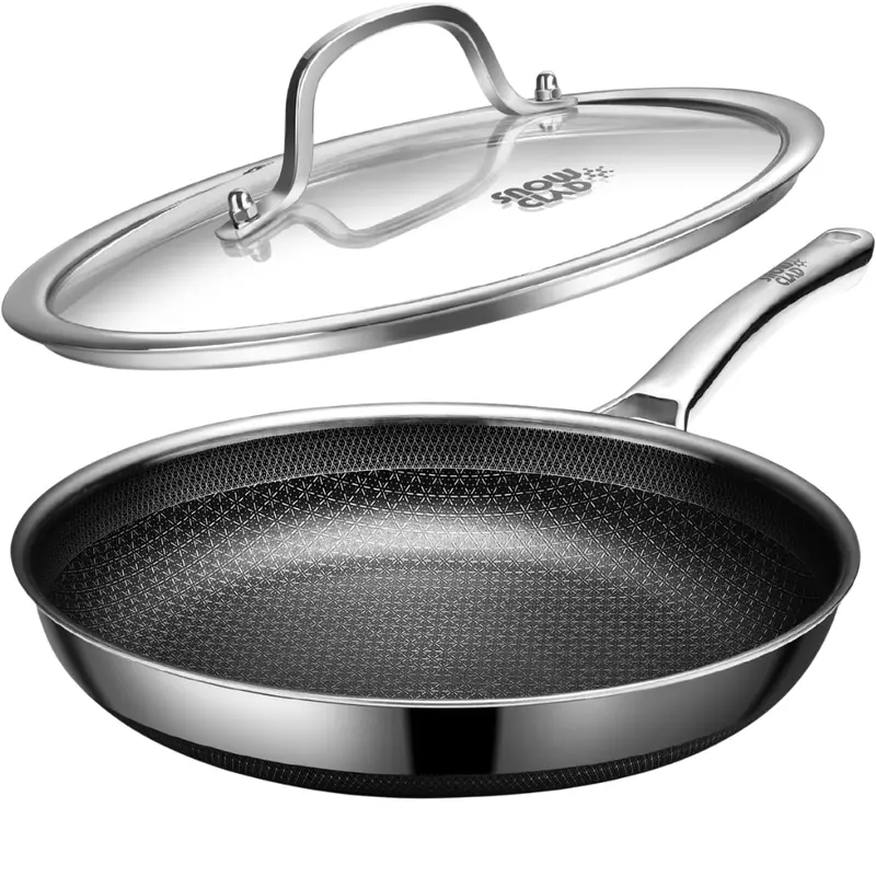 12" Non Stick Stainless Steel Frying Pan With Lid 1