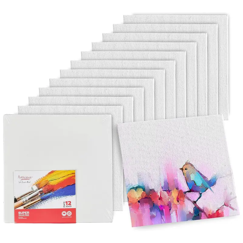 12-Pack 10"X10" Artlicious Blank Canvas Boards For Painting (White) 1