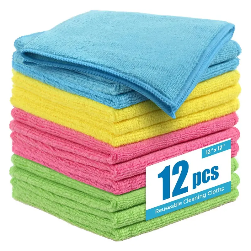 12-Pack 12" X 12" Lint Free Microfiber Cleaning Cloths 1