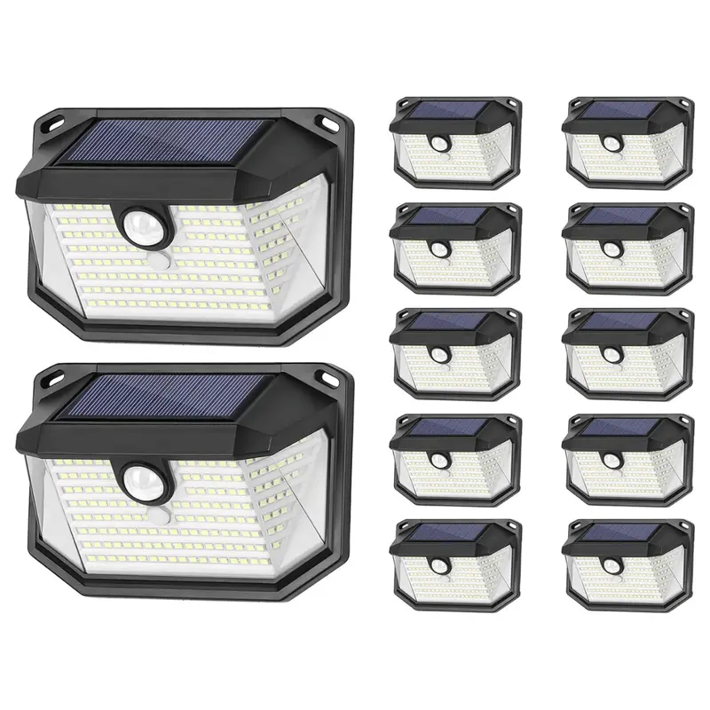 12-Pack 178 Leds Motion Sensor Solar Outdoor Wall Light 1
