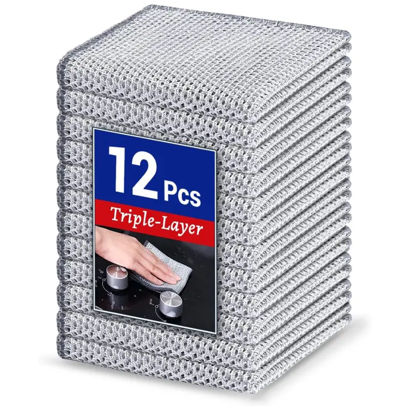 12-Pack 3-Layer Non-Scratch Multipurpose Steel Wire Dishcloths 1