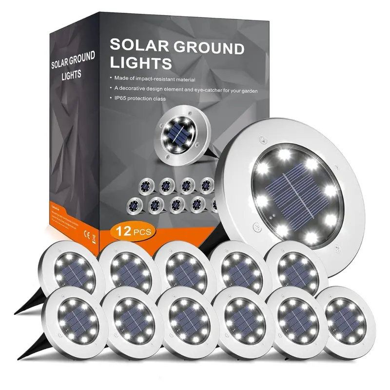 12-Pack 8 Led Garden Outdoor Waterproof Solar Lights 1