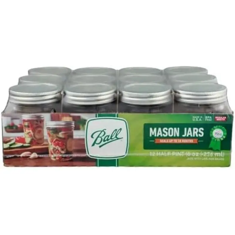 12-Pack 8Oz Ball Regular Mouth Mason Jars With Lids & Bands 1