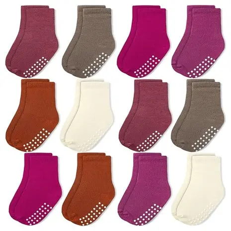 12-Pack Non-Slip Baby & Kids Crew Socks 1