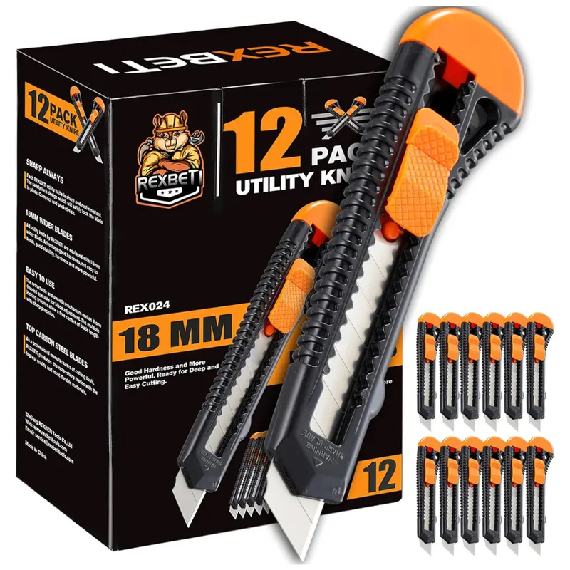 12-Pack Rexbeti 18Mm Retractable Utility Knife 1
