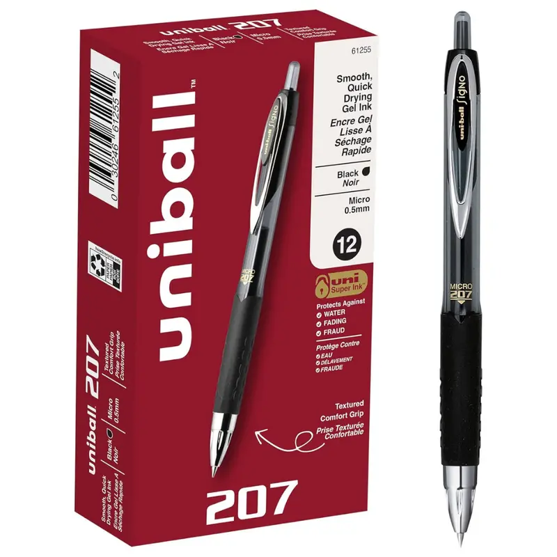 12-Pack Uni-Ball 207 0.5Mm Micro Point Retractable Gel Pens 1