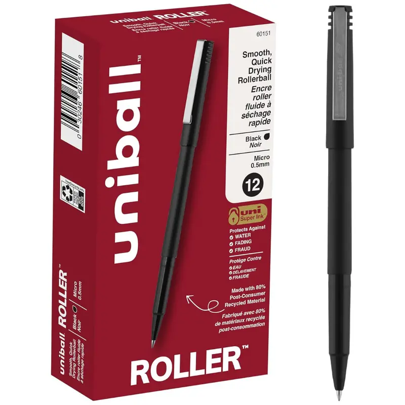 12-Pack Uniball Roller Rollerball 0.5Mm Pens (Black) 1