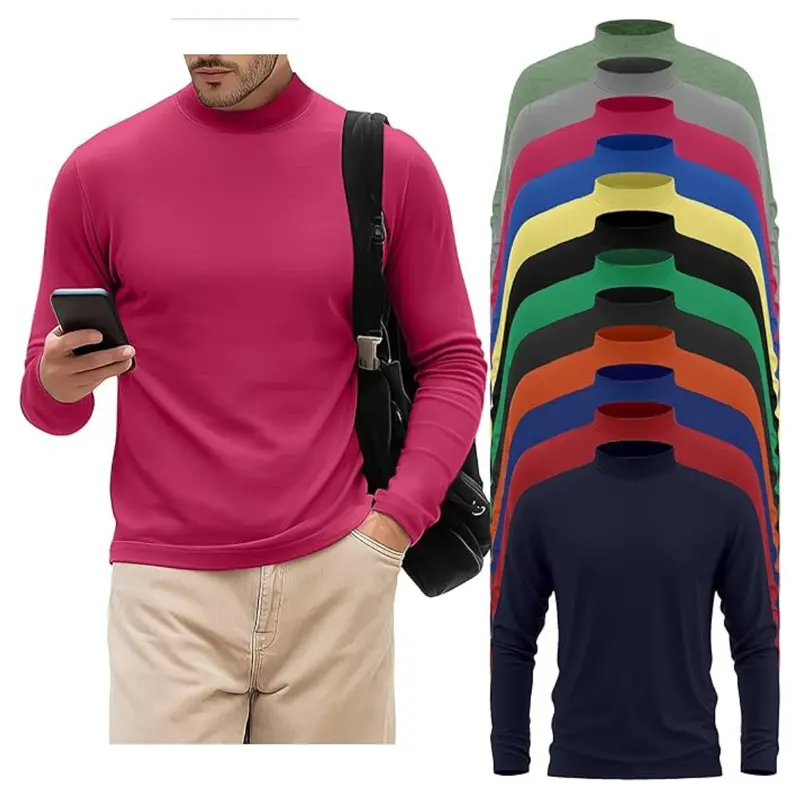 12-Pack Velvelhall Men Big And Tall Mock Neck Shirts 1