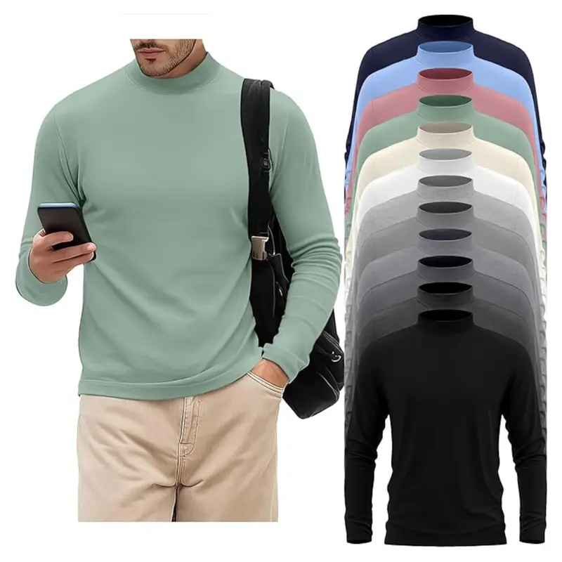 12-Pack Velvelhall Men Big And Tall Mock Neck Shirts 1
