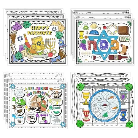 12 Passover Coloring Placemats 1