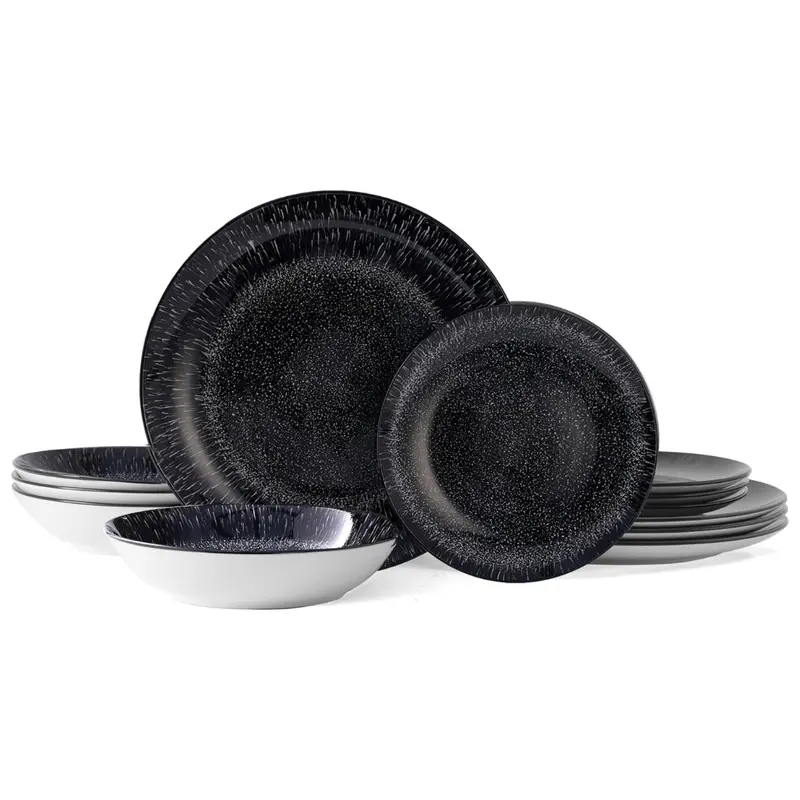 12-Piece Bestone Round Porcelain Dinnerware Set, Service For 4 1
