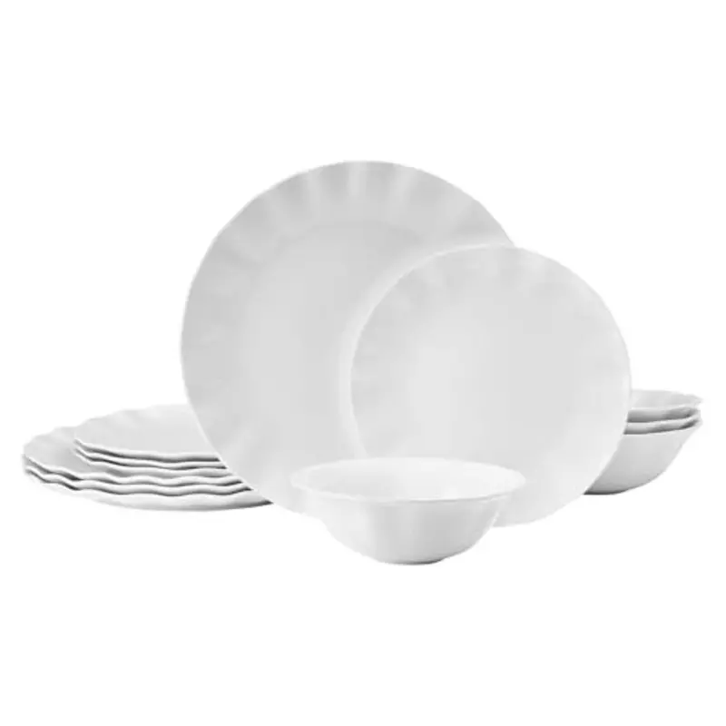 12-Piece Elodie Scalloped Bone China Dinnerware Set 1