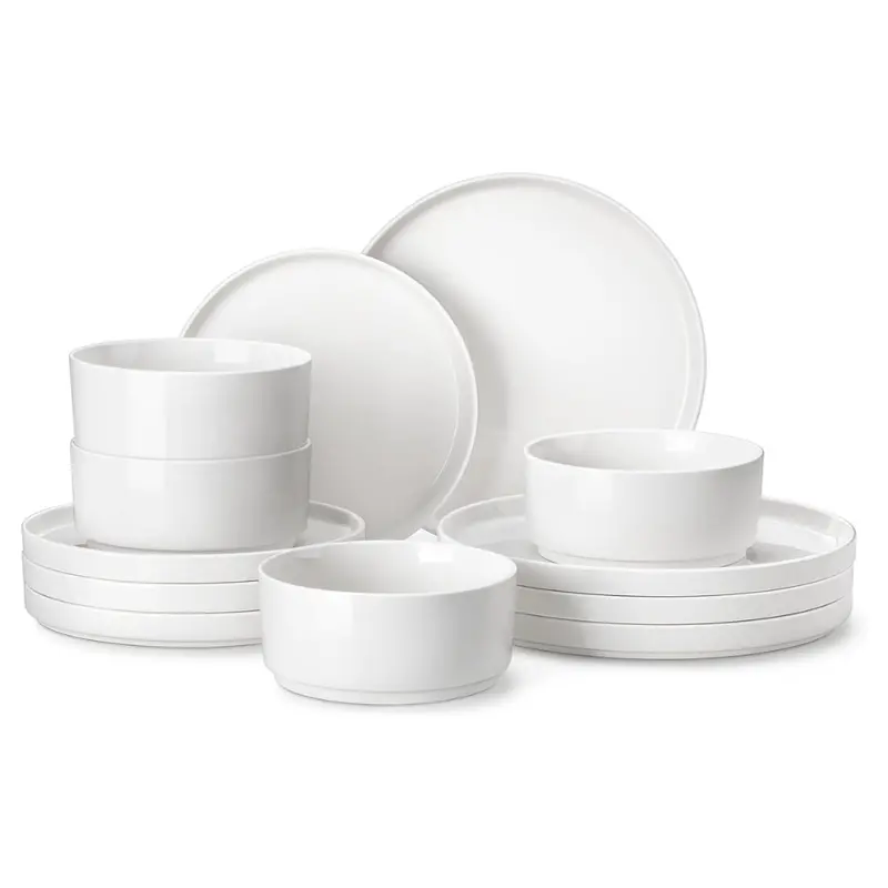 12-Piece Malacasa White Porcelain Dinnerware Set For 4 1