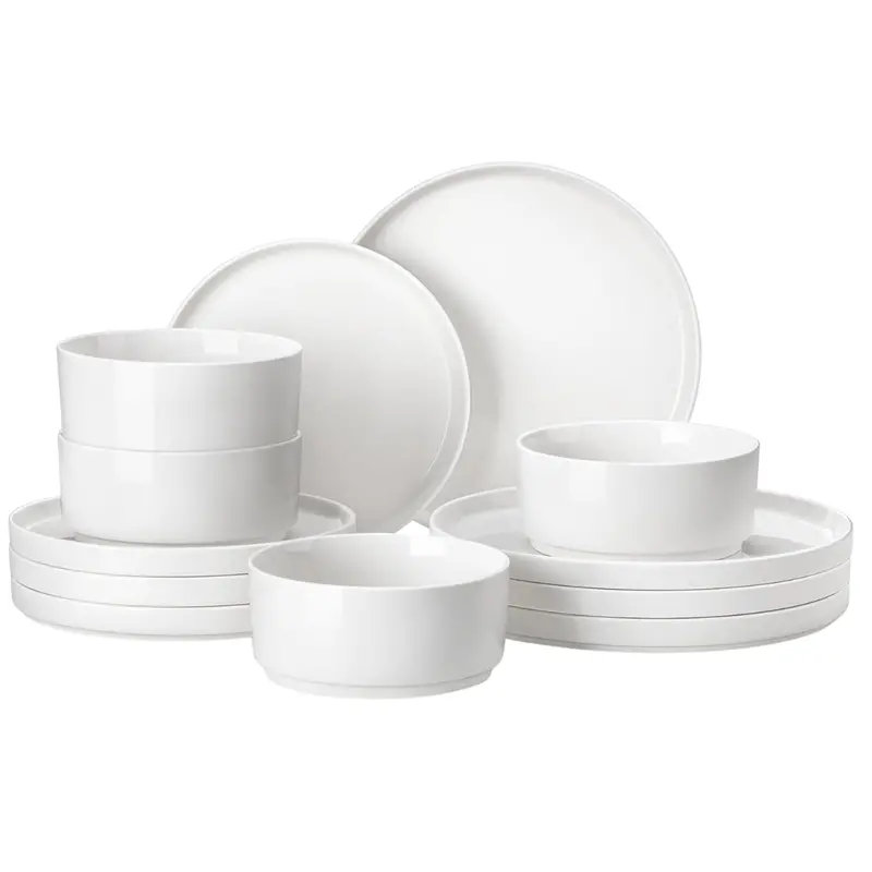 12-Piece Malacasa White Porcelain Dinnerware Set For 4 1