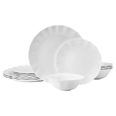 12-Piece Mikasa Elodie Scalloped Bone China Dinnerware Set 1