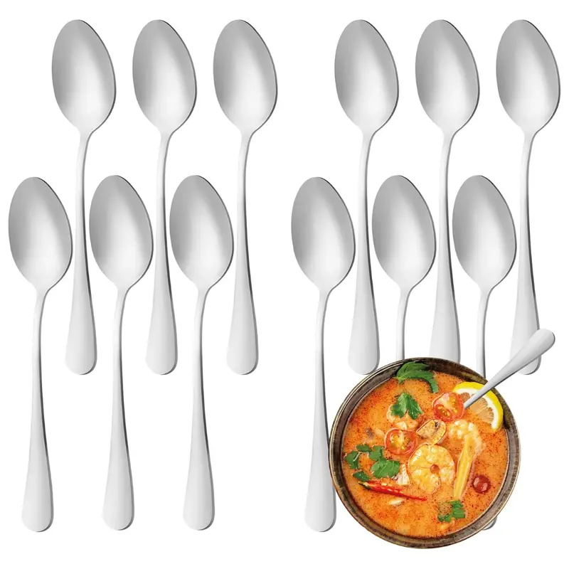 12-Pieces 7" Stainless Steel Dinner Spoons Set 1