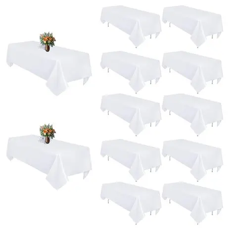 12 White Polyester Tablecloths 60”X102” 1