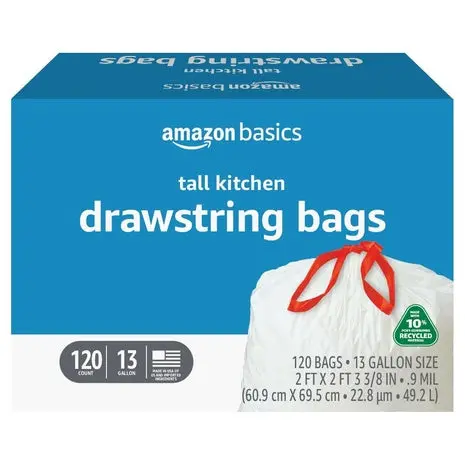 120 Amazon Basics 13-Gallon Drawstring Trash Bags 1