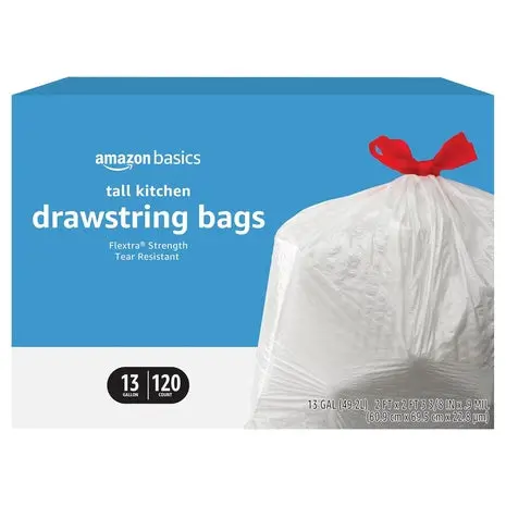 120 Amazon Basics 13-Gallon Drawstring Trash Bags 1