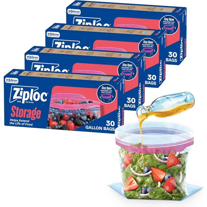 120-Count (4-Pk X 30-Ct) Ziploc Gallon Storage Bags 1