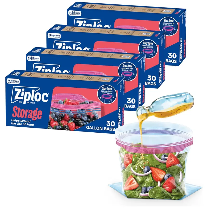 120-Count (4-Pk X 30-Ct) Ziploc Gallon Storage Bags 1