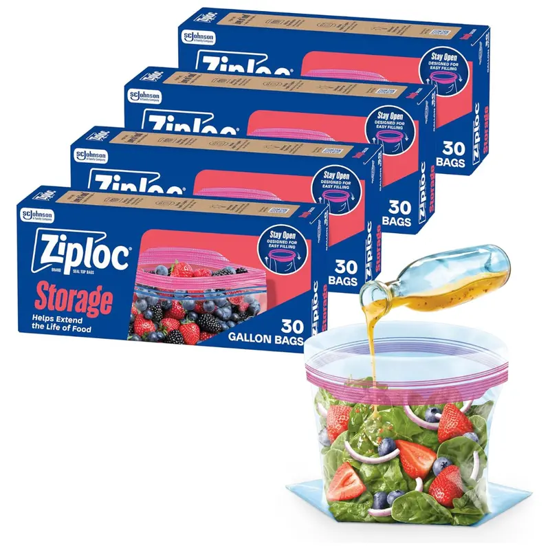 120-Count (4-Pk X 30-Ct) Ziploc Gallon Storage Bags 1