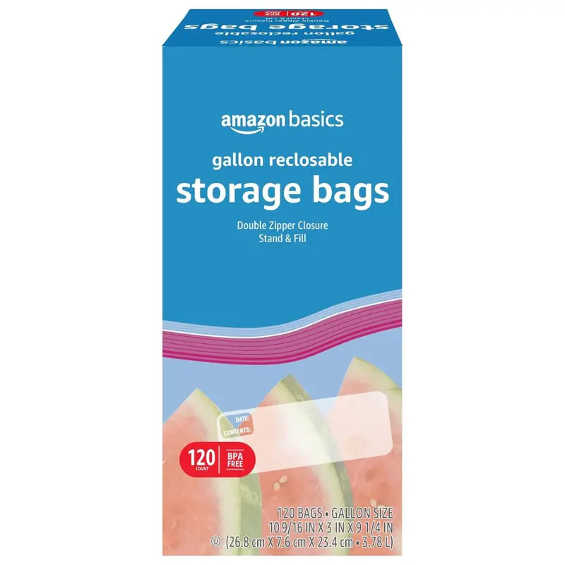 120-Count Amazon Basics Recloseable Gallon Food Storage Bags 1