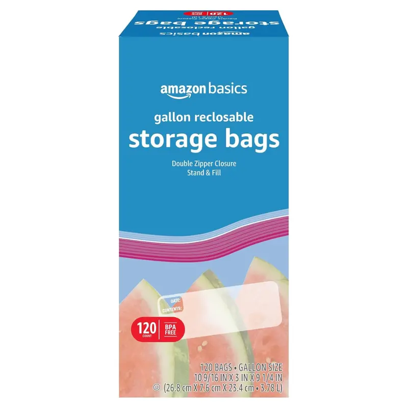 120-Count Amazon Basics Recloseable Gallon Food Storage Bags 1
