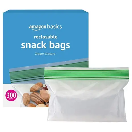 1200 Amazon Basics Reclosable Food Storage Snack Bags 1