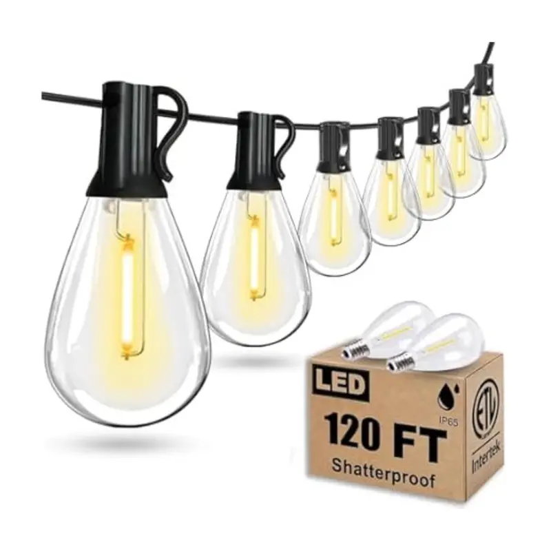 120Ft Outdoor String Lights, Edison Bulbs 1